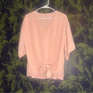 Womens Tie Front Chiffon Blouses V Neck Batwing Short Sleeve Summer